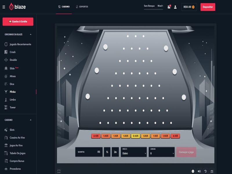 Jogo Plinko no site Blaze