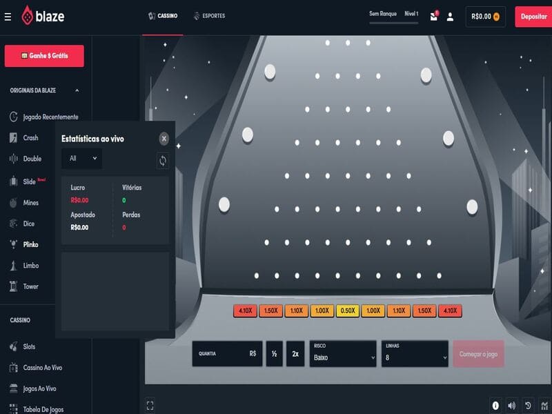 Como jogar Plinko ao entrar em Blaze